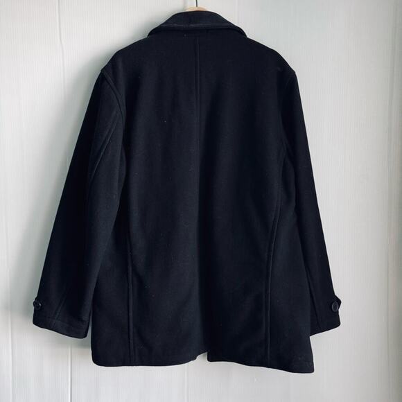 GAP wool blend mens pea coat black size medium quilted lining, front pockets - Picture 8 of 9